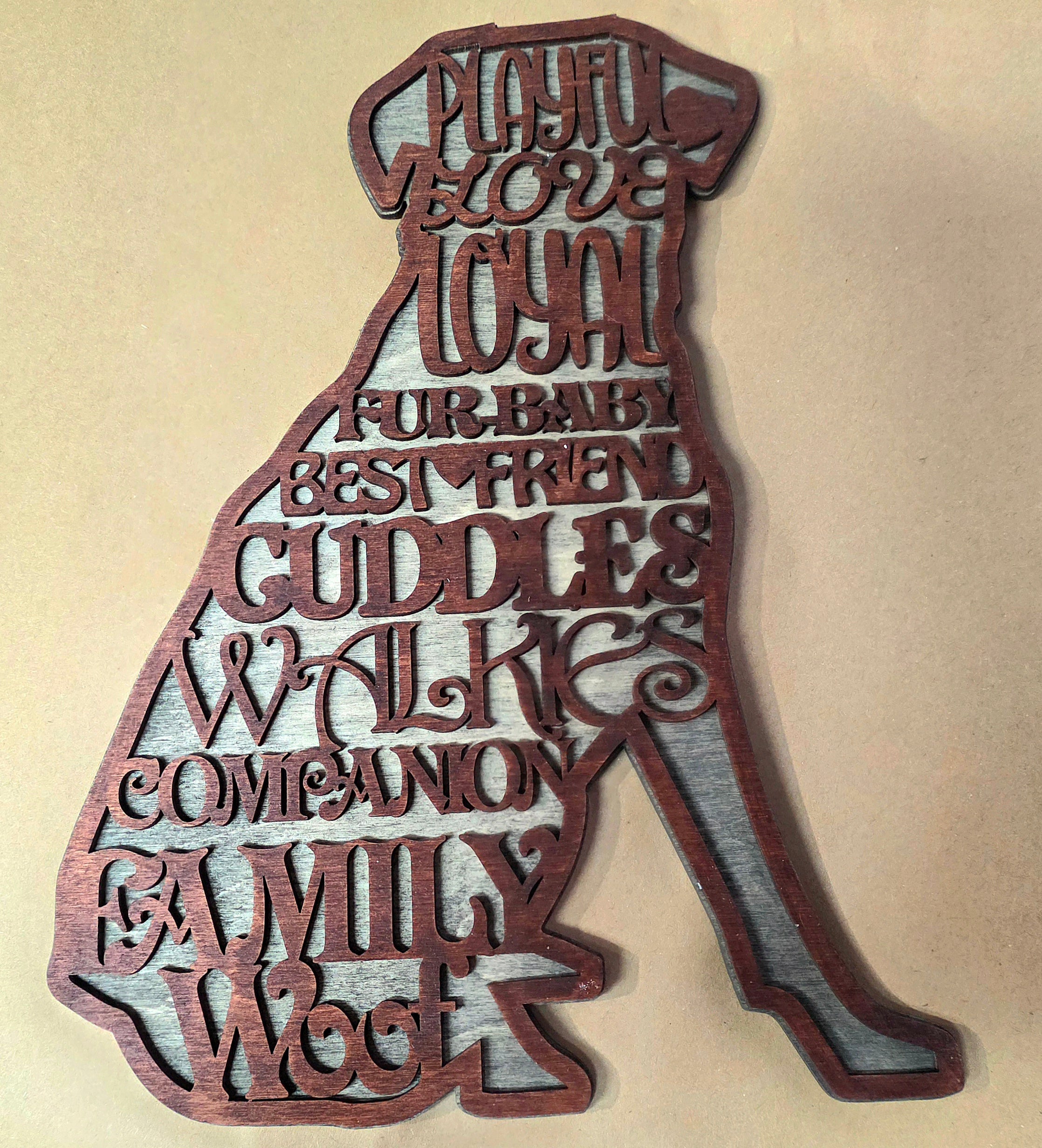 Custom Engraved Layered Birch Wood Dog Sign - Personalized Pet Decor